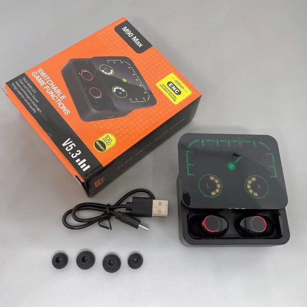2023 New Arrival M90 Max Tws Earbuds Tws Wireless True Stereo Mic Audifonos Gamer Headset Power Bank Bt5.3 Headphones Gaming
