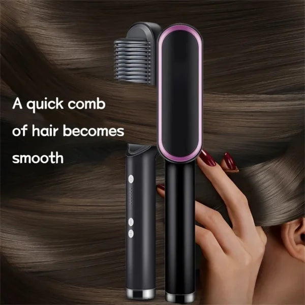 2-in-1 Hair Straightening Comb & Curling Brush – Professional Styling Tool with 5 Heat Settings (Random Colors)