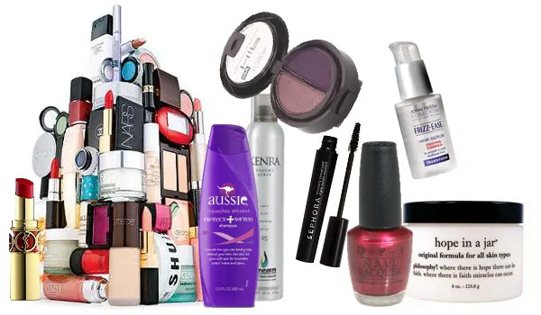 Beauty and personal care products including nail fungus remover, tummy trimmer, fitness tools, and skincare essentials