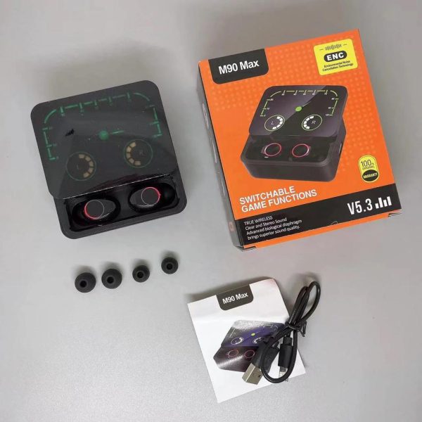 2023 New Arrival M90 Max Tws Earbuds Tws Wireless True Stereo Mic Audifonos Gamer Headset Power Bank Bt5.3 Headphones Gaming