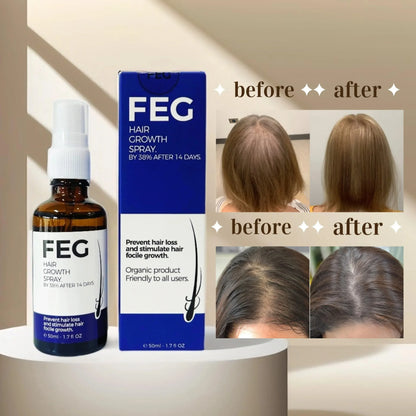 FEG PLUS Hair & Beard Growth Serum Spray 50ml | Seaweed Extract, Rosemary, Redensyl, Anagain & Minoxidil | Anti Hair Loss, Regrowth Treatment