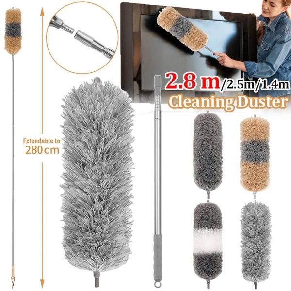 280cm Telescoping Duster, 100″ Extendable Microfiber Feather Duster, Flexible Bending Cleaning Head, For Ceiling Fan, Blinds And Cobweb Removal, Bendable Head, Washable