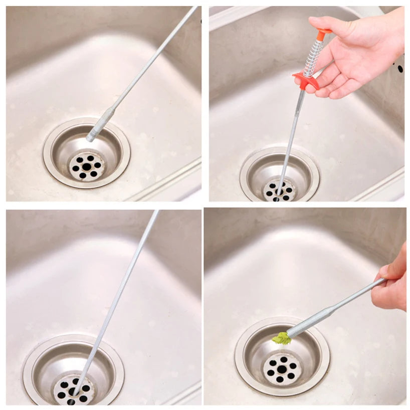Stainless Steel Drain Snake Cleaner – 60cm 4-Claw Bendable Tool for Clogged Sinks, Pipes & Drain