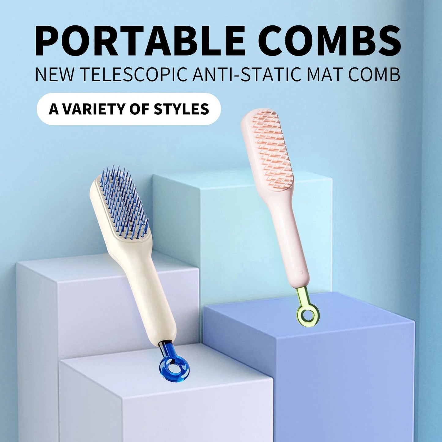 Self-Cleaning Detangling Hair Brush – Anti-Frizz Brush for Wet & Dry Hair, All Hair