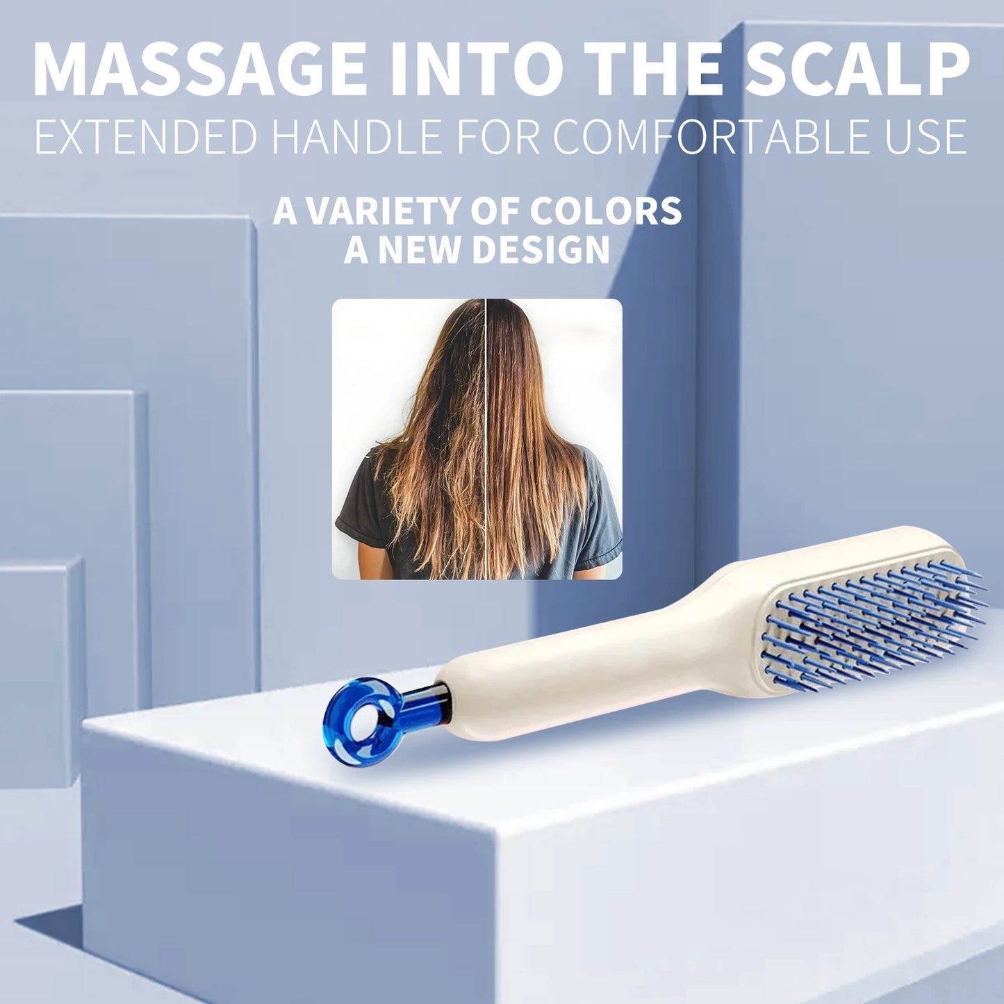 Self-Cleaning Detangling Hair Brush – Anti-Frizz Brush for Wet & Dry Hair, All Hair