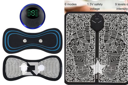 Pack of 2 EMS Butterfly Neck Massager & Foot Massager Pad – Portable, Rechargeable & Circulation Booster