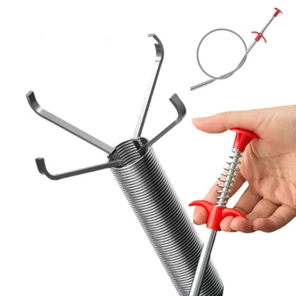 Stainless Steel Drain Snake Cleaner – 60cm 4-Claw Bendable Tool for Clogged Sinks, Pipes & Drain